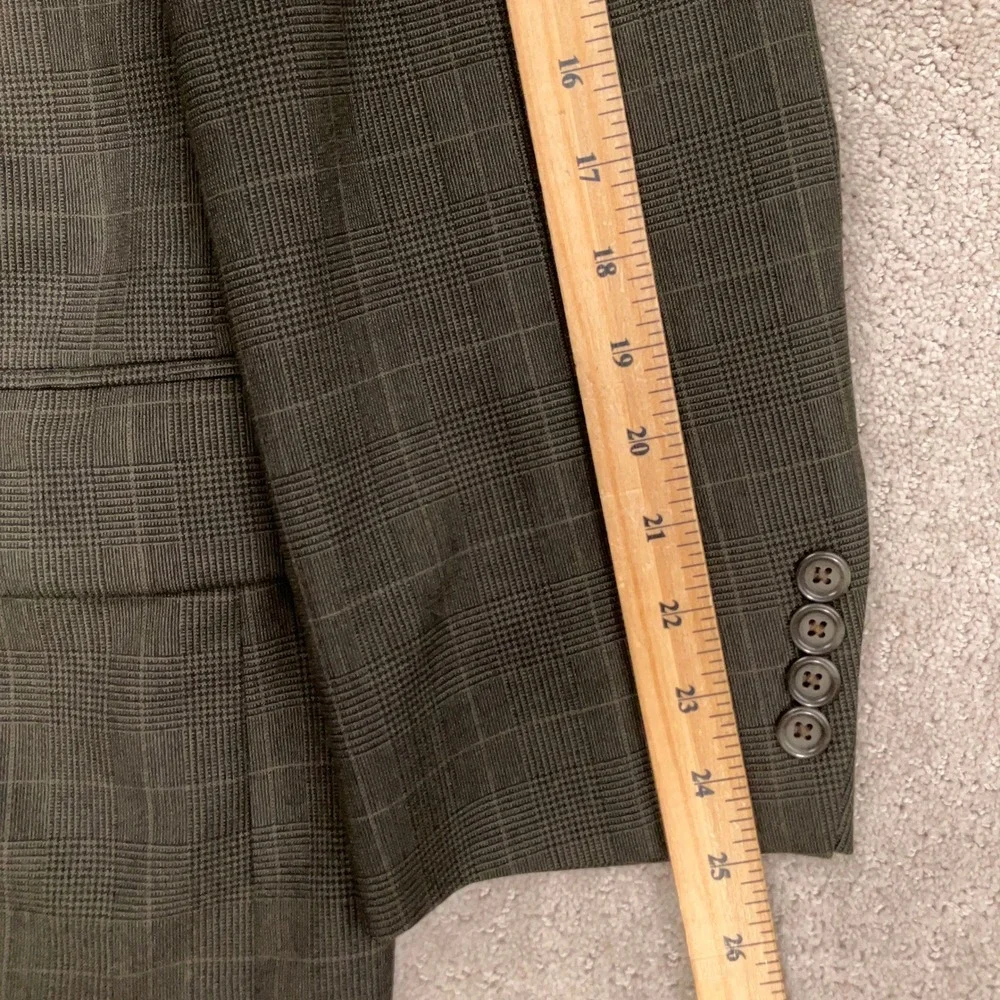 Stafford Blazer Jacket Mens 44R Olive Green Plaid 3-Button Traditional Classic